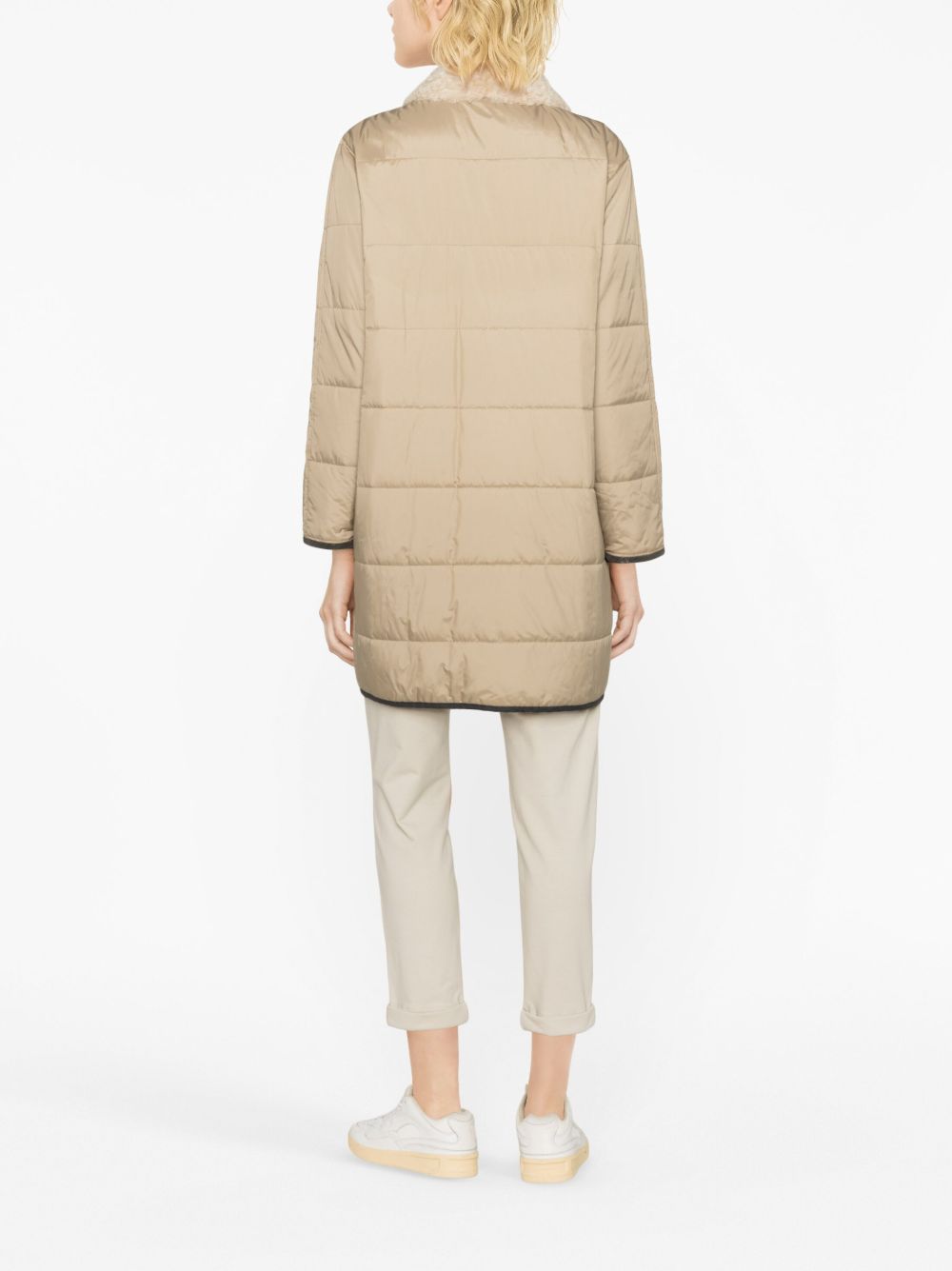 Brunello Cucinelli shearling-collar quilted single-breasted coat Women