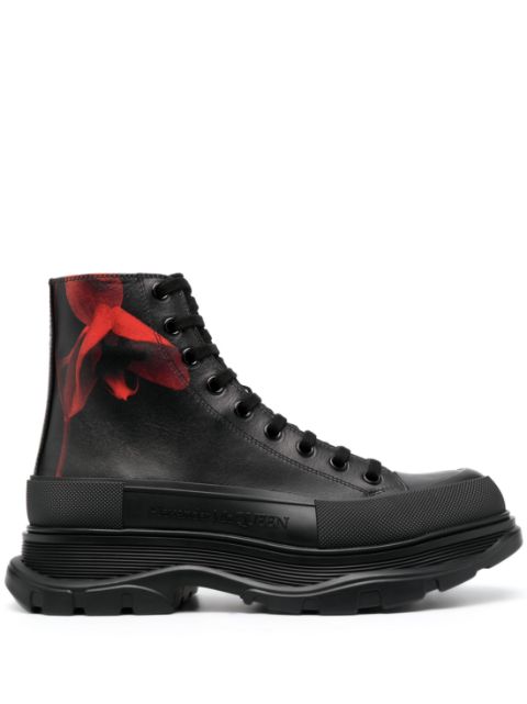 Alexander McQueen logo-debossed leather boots Men