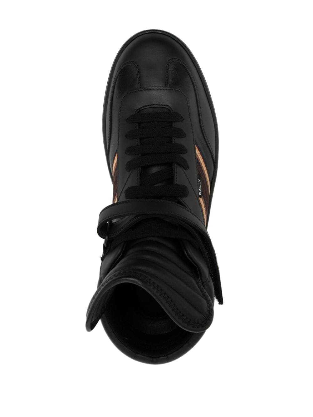 Shop Bally Side-stripe Leather High-top Sneakers In Schwarz