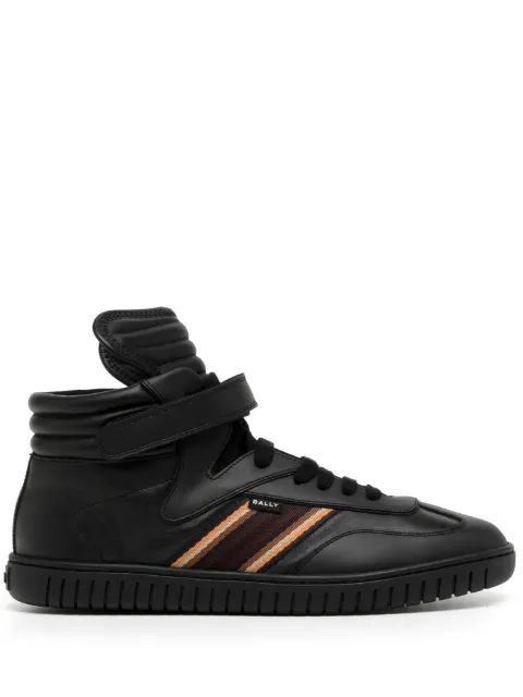 Bally side-stripe leather high-top sneakers