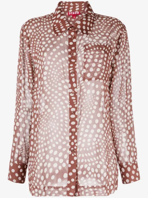 STAUD graphic-print semi-sheer shirt