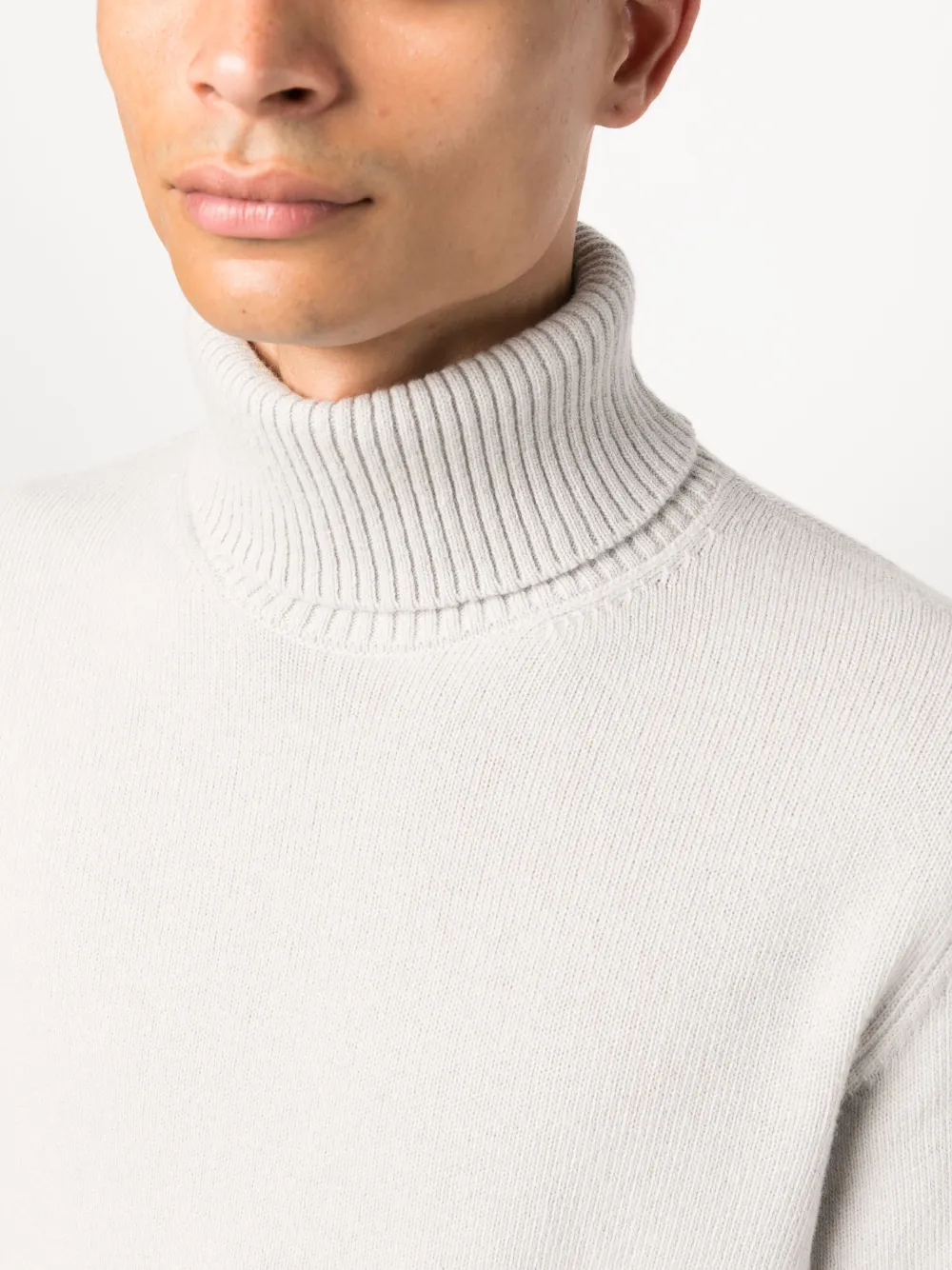 Herno Roll-neck Wool Jumper In Neutrals
