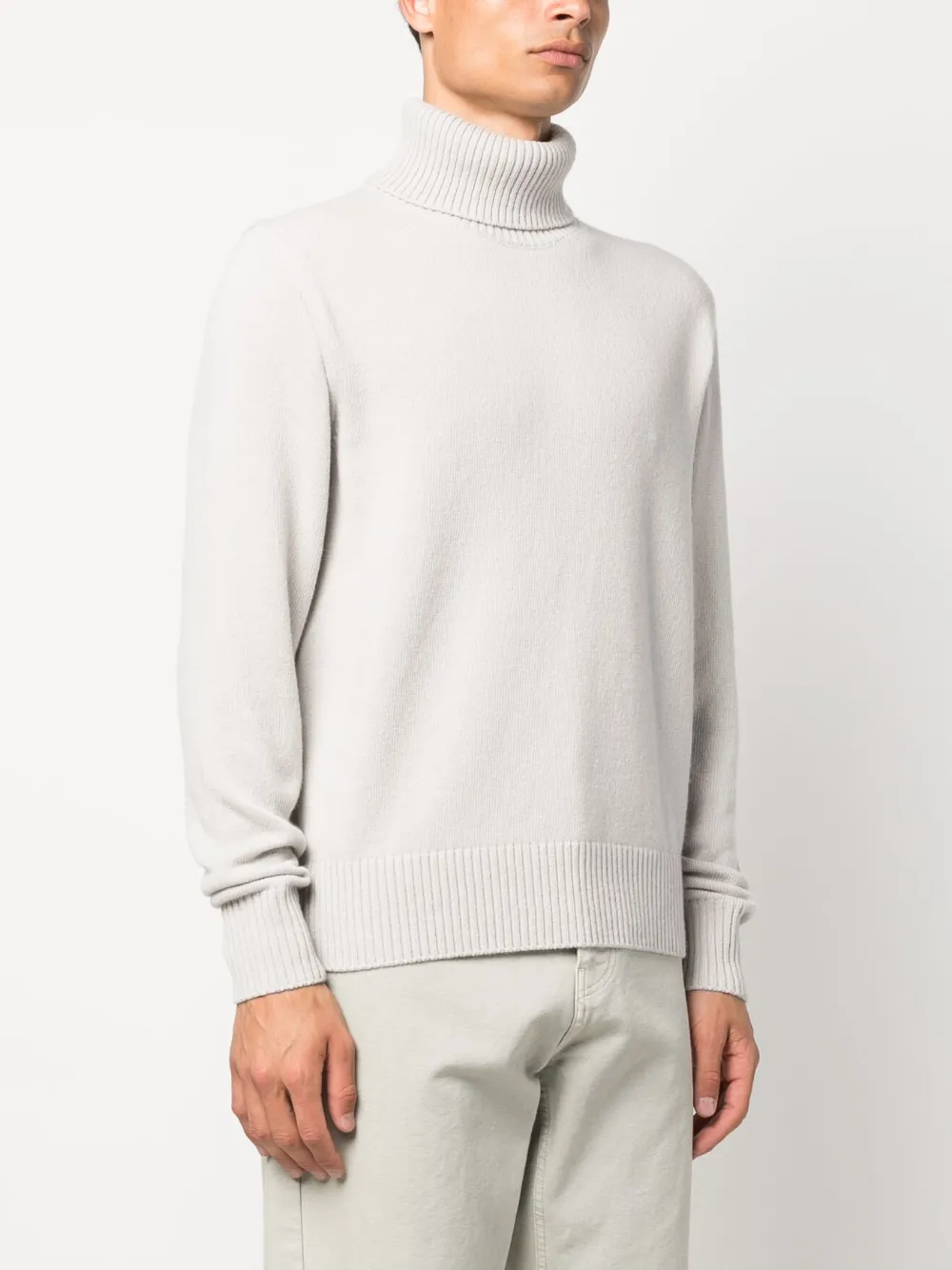 Herno Roll-neck Wool Jumper In Neutrals