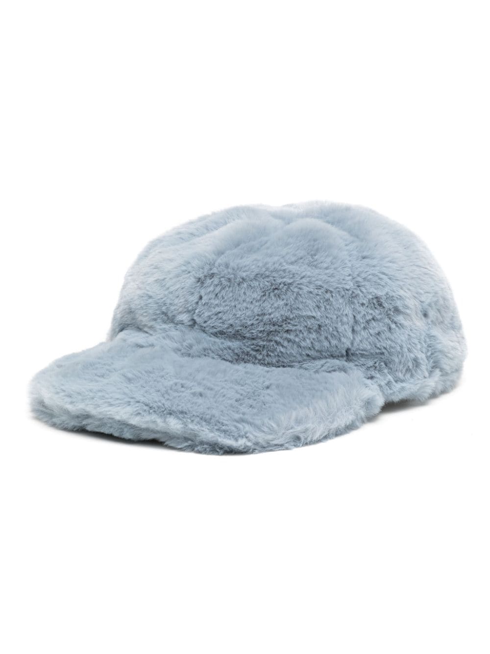 Stella Mccartney Logo-patch Faux-fur Cap In Blue
