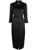 Thom Browne belted-waist satin shirtdress - Black