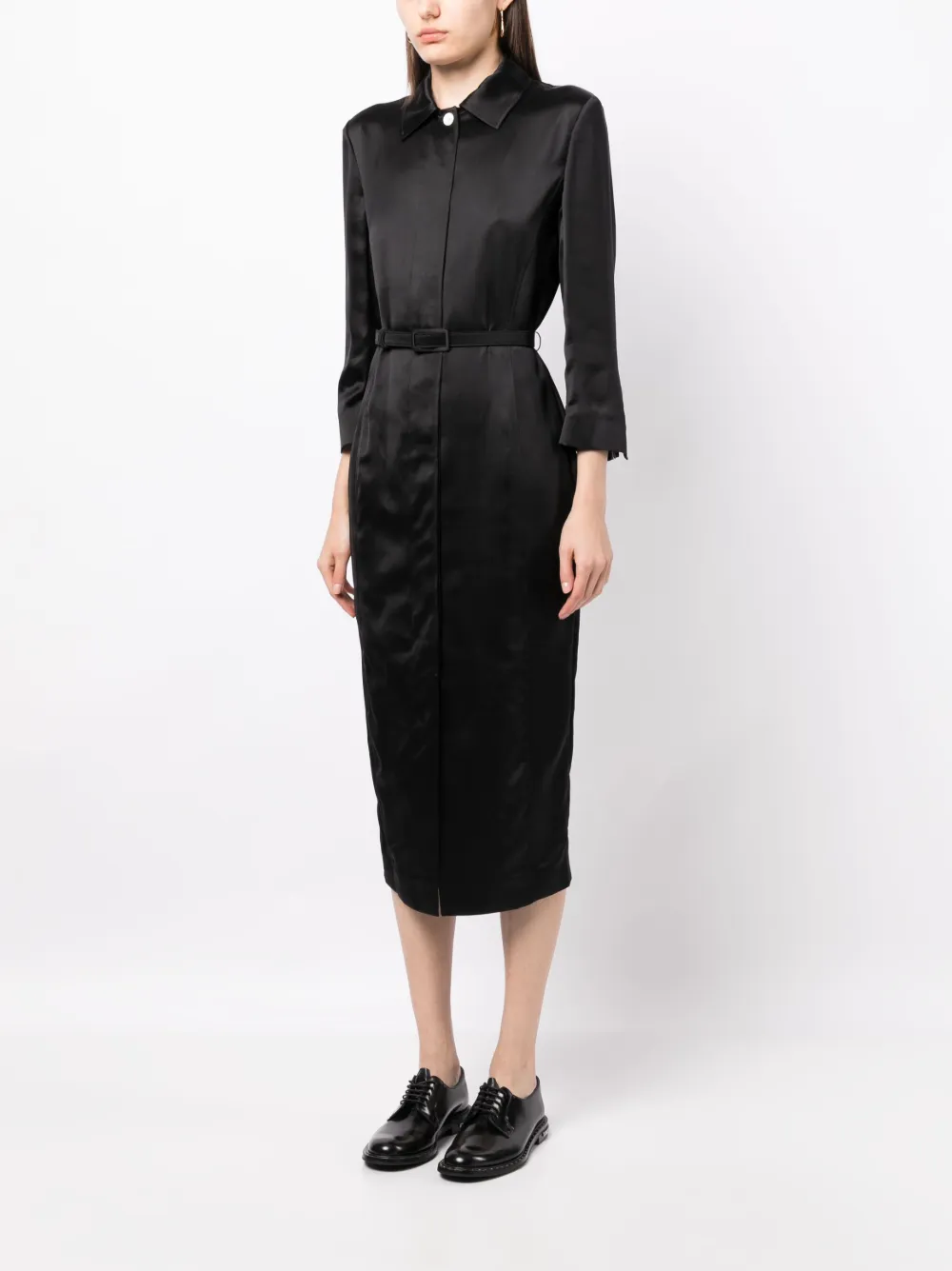 Thom Browne belted-waist satin shirtdress | Dresses | Image 3