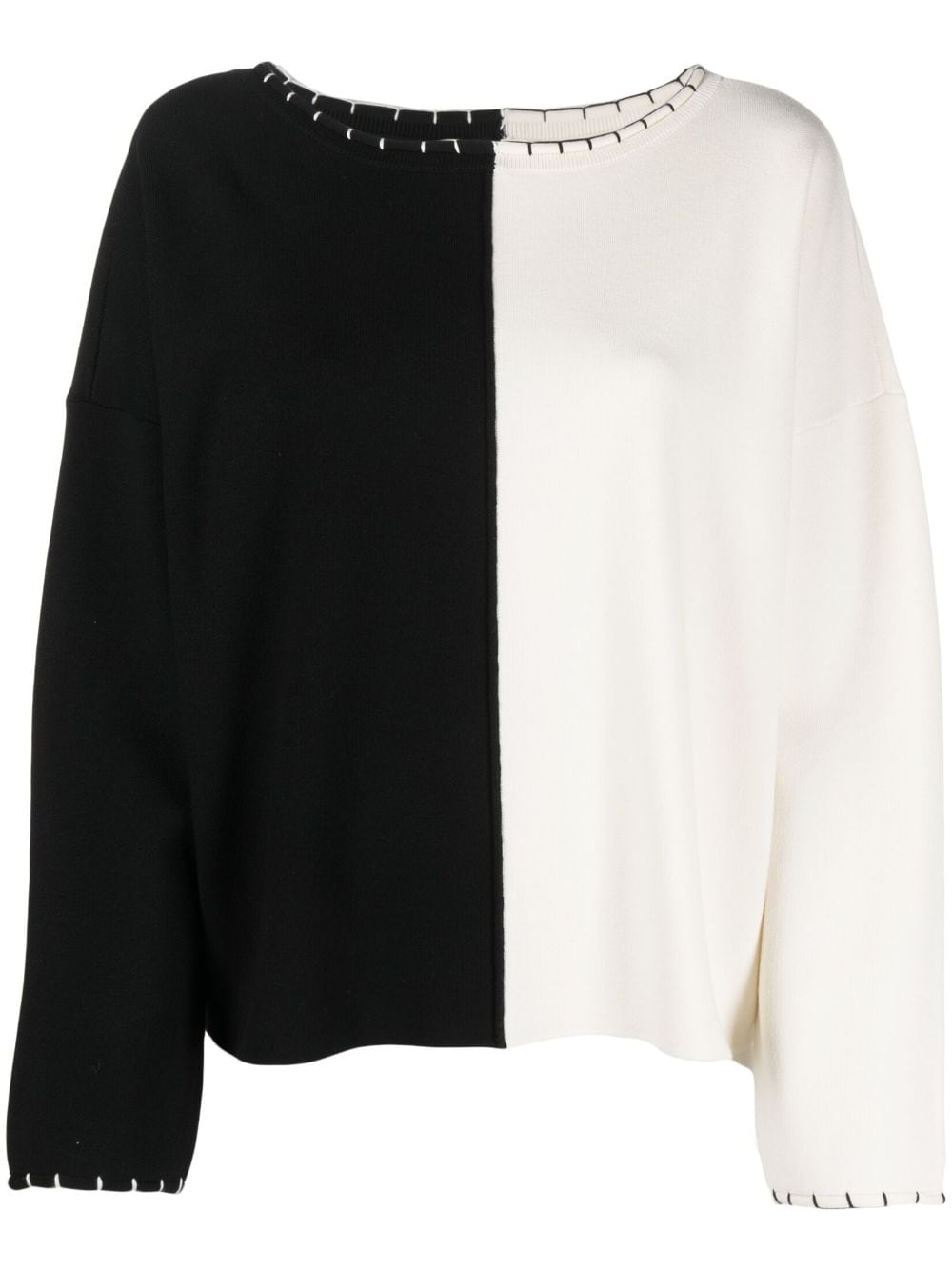 Twinset Two-tone Crew-neck Jumper In Black