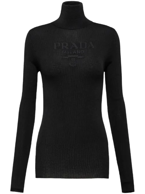 Prada logo-intarsia roll-neck jumper