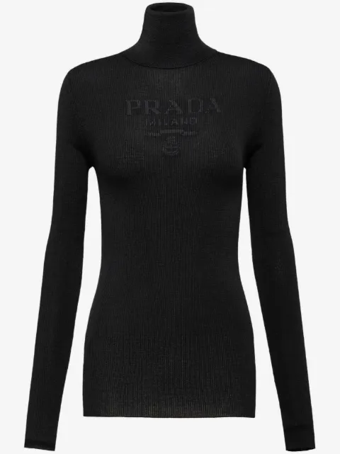 Prada logo-intarsia turtleneck sweater