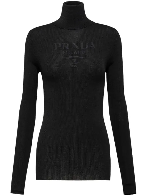 Prada pull à logo intarsia - Noir - Prada - Modalova