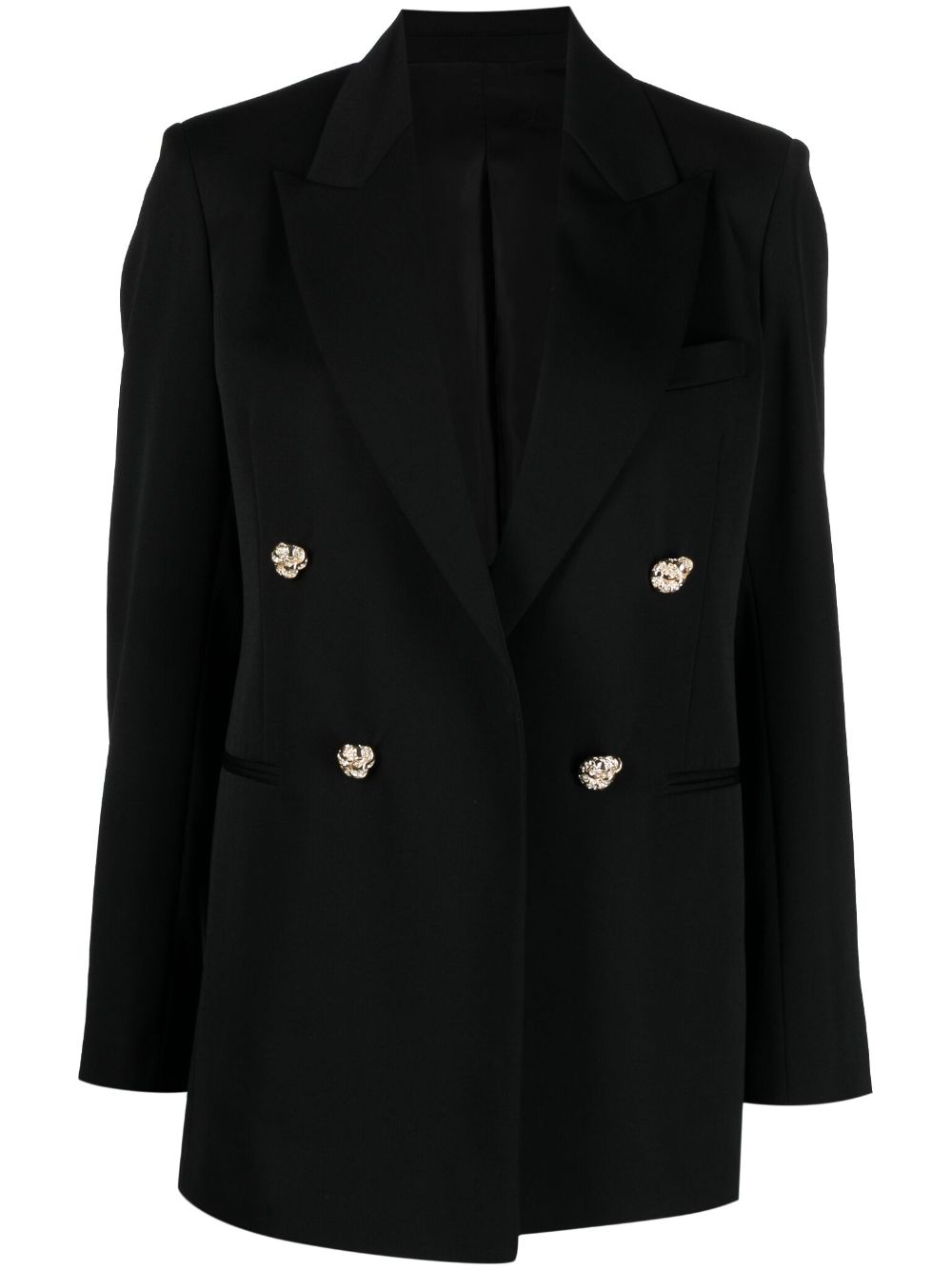 Shop Lanvin Jewel-buttons Open-front Blazer In Black