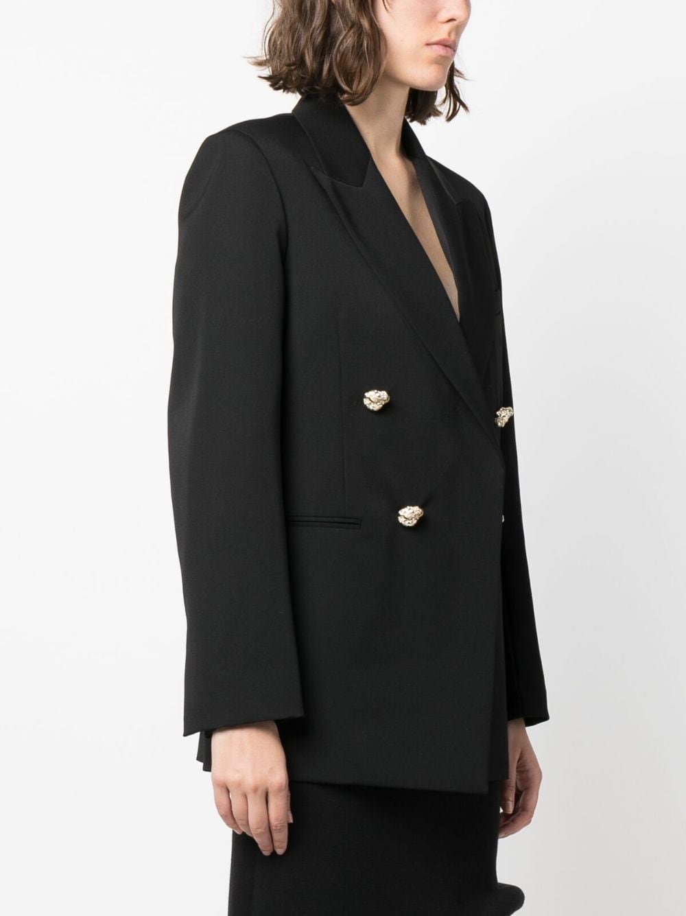 Shop Lanvin Jewel-buttons Open-front Blazer In Black