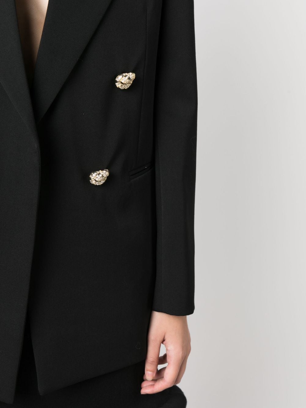 Shop Lanvin Jewel-buttons Open-front Blazer In Black