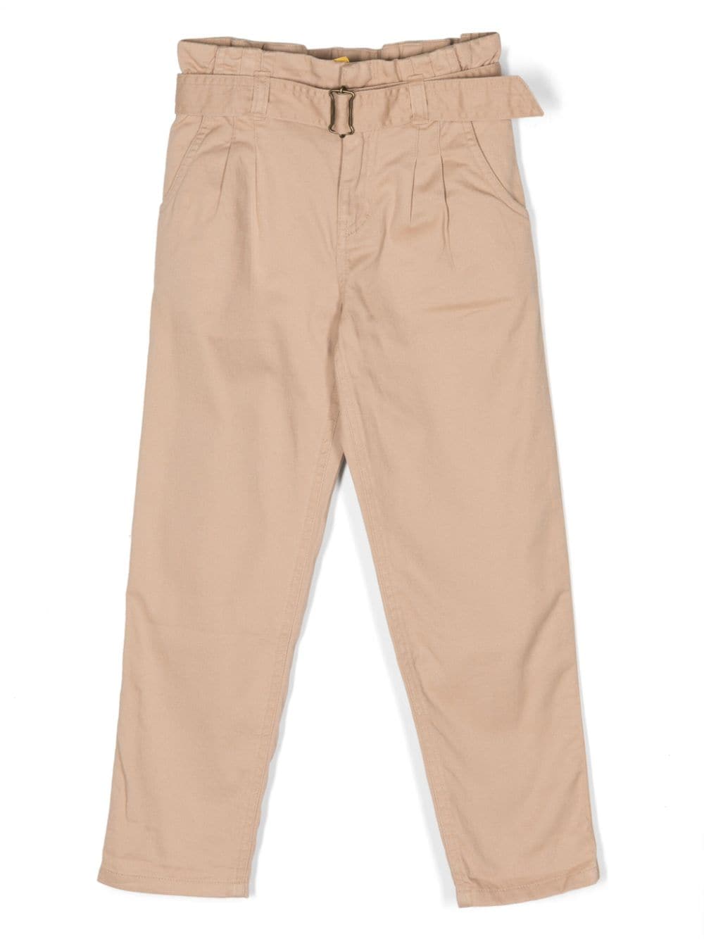 Shop Ralph Lauren Paperbag-waist Cotton Straight-leg In Brown