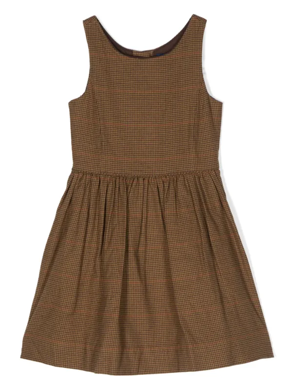 Ralph Lauren Structured Sleeveless Dress Kick Pleat Gold Jaquard factory Size 8P