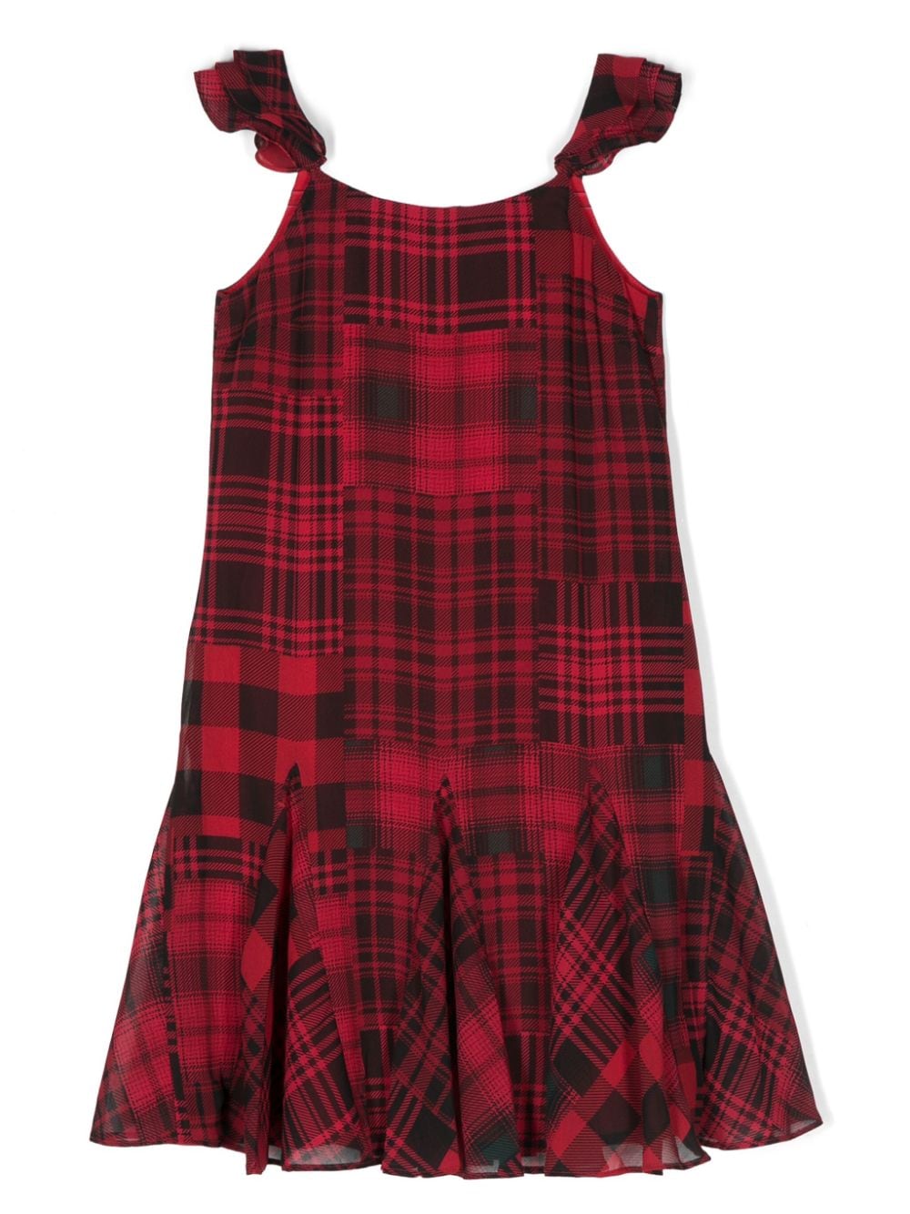 Ralph Lauren Kids' Check-print Chiffon Dress In Red