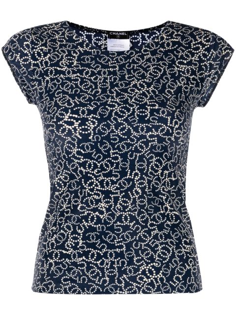 HOT SALE CHANEL 2006 CC print round neck T-shirt Women