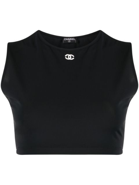 Cheap HOT SALE CHANEL 1990-2000 CC-embroidered cropped top Women