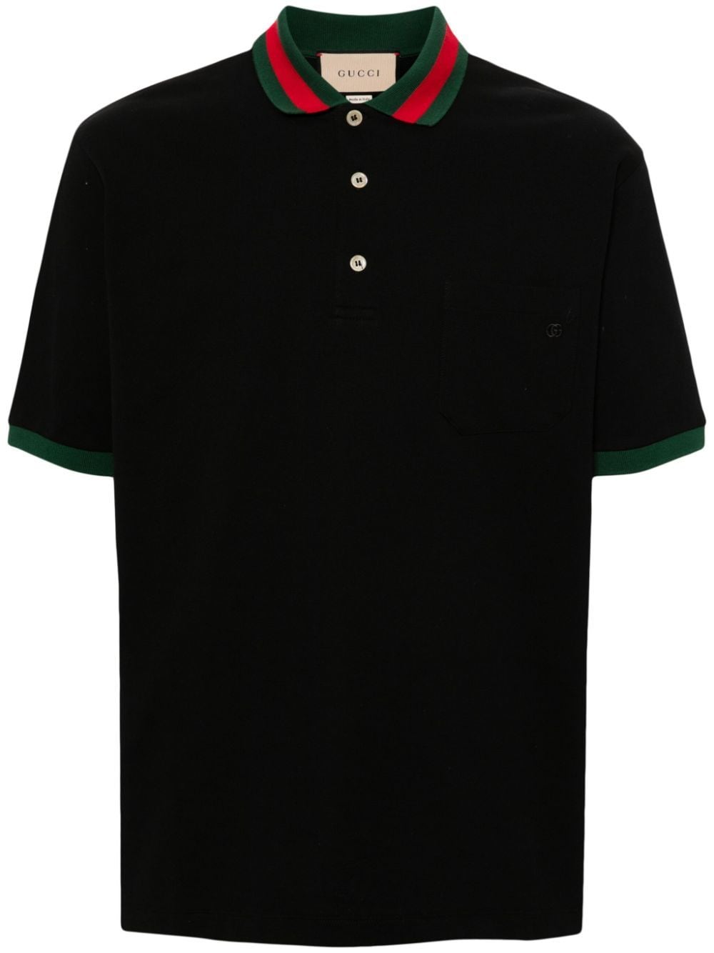 Gucci Web-stripe Piqué Polo Shirt In Black