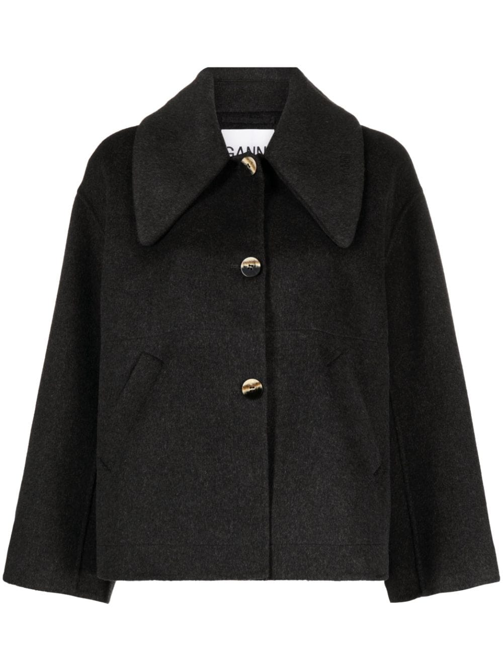 GANNI OVERSIZED POINTED-COLLAR WOOL JACKET