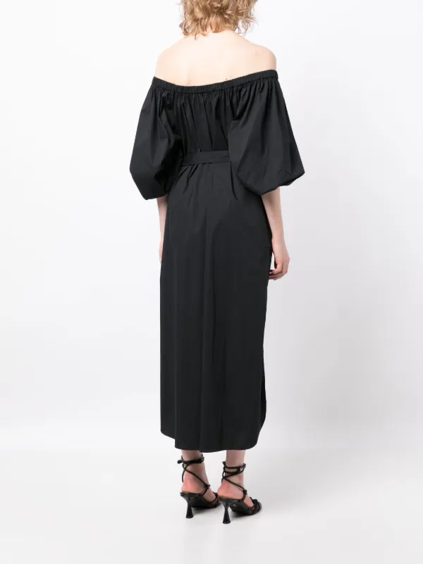 staud off the shoulder dress STAUD Reese off-shoulder stretch-cotton Dress | Black
