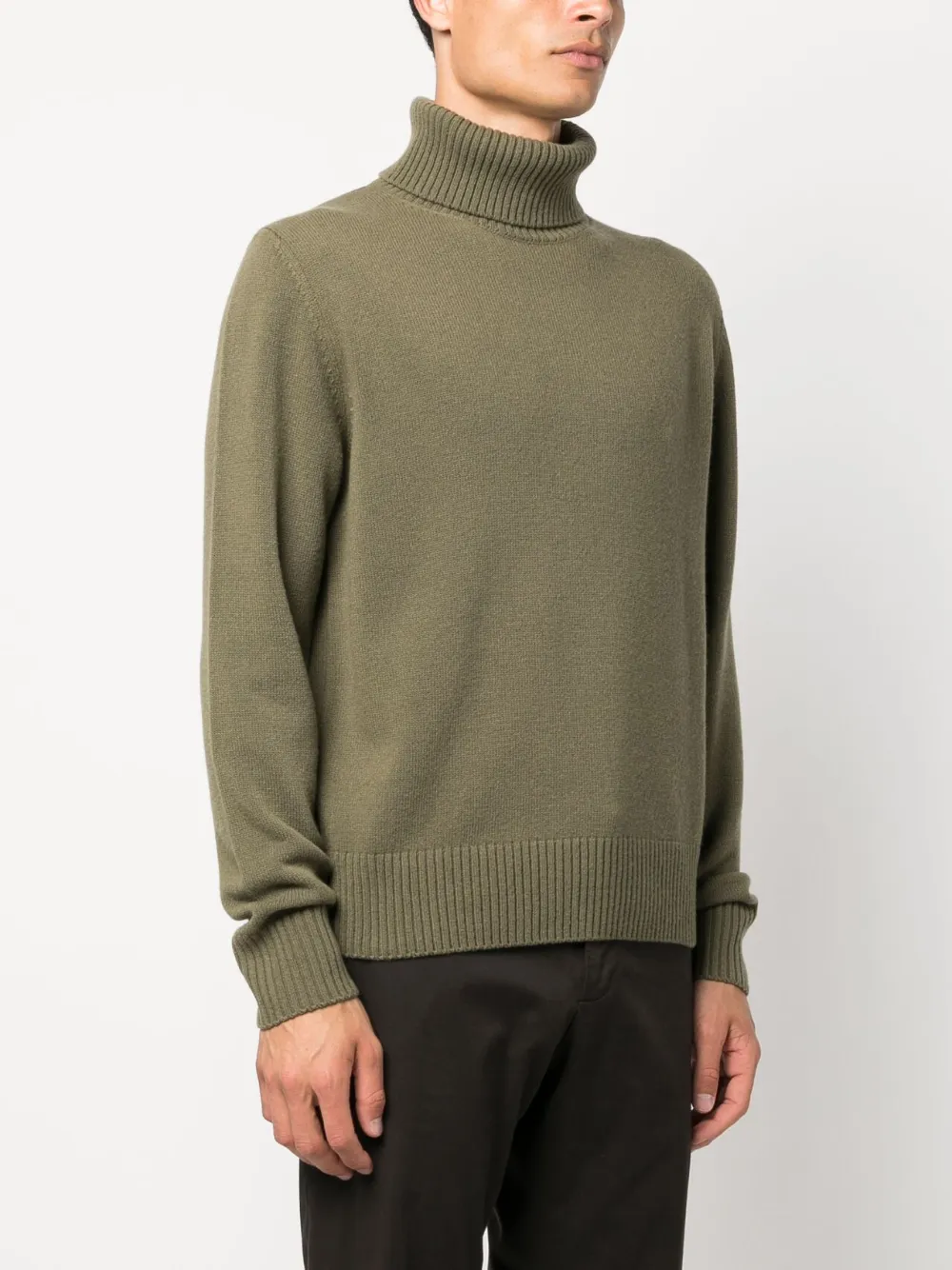 Herno Roll-neck Wool Knit Jumper In Green
