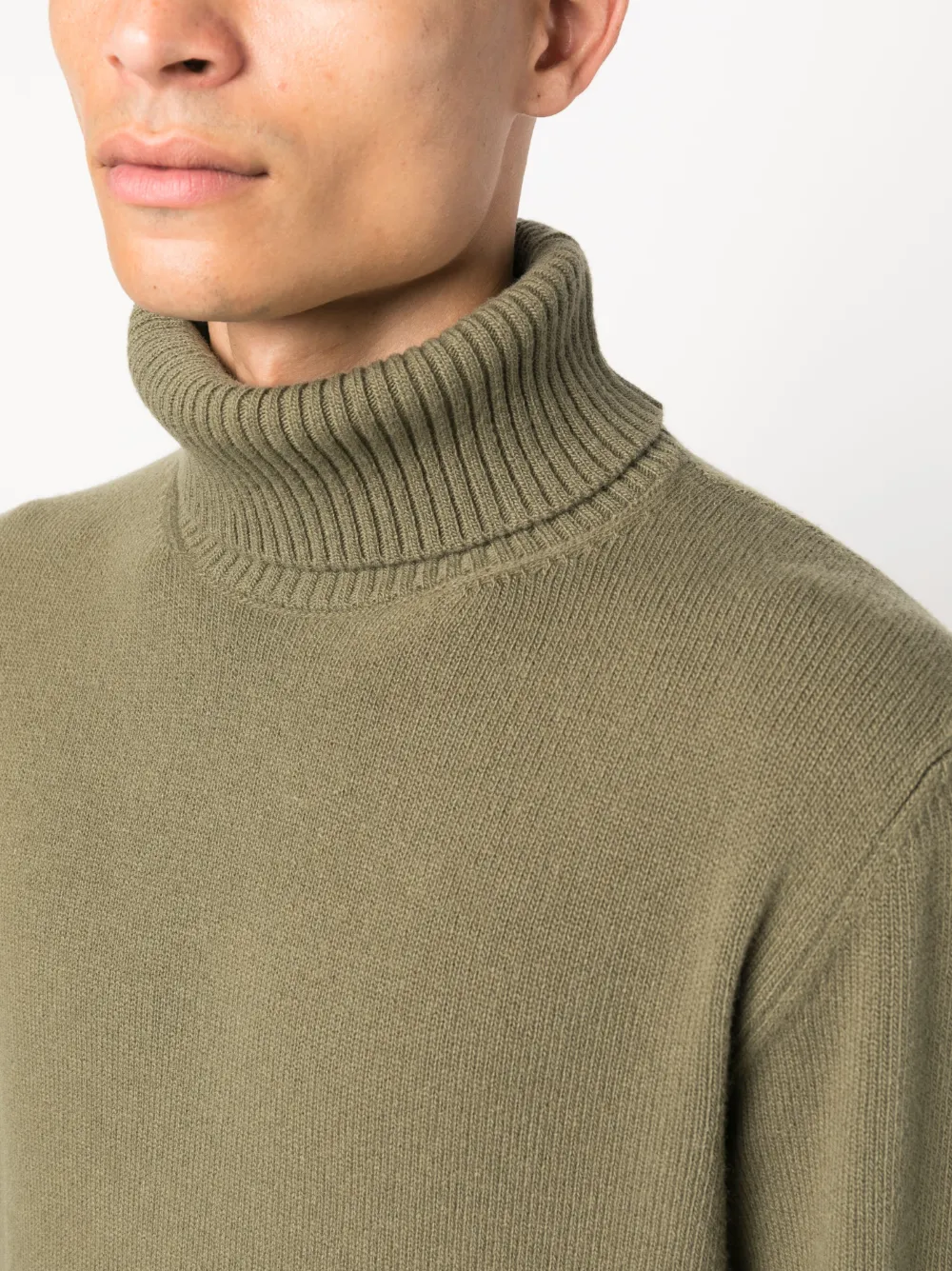 Herno Roll-neck Wool Knit Jumper In Green