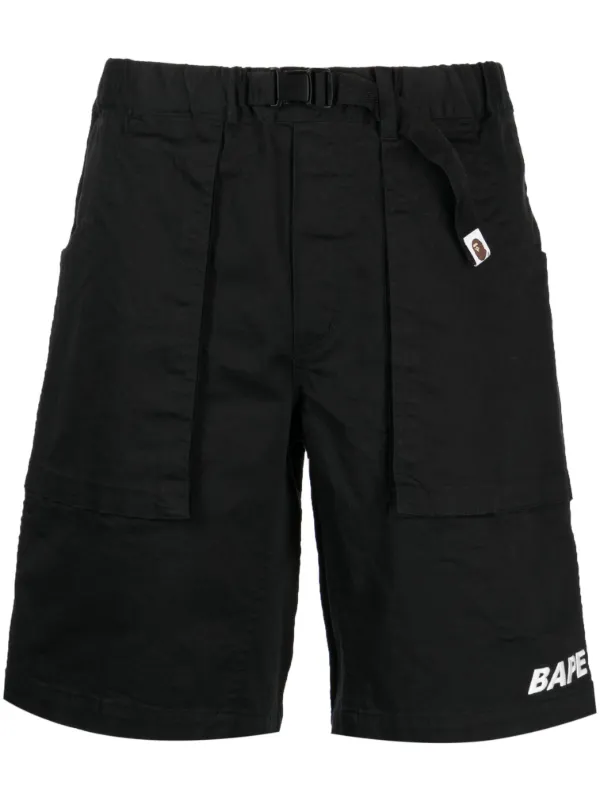 A BATHING APE Climbing logo embroidered Shorts Black FARFETCH CA