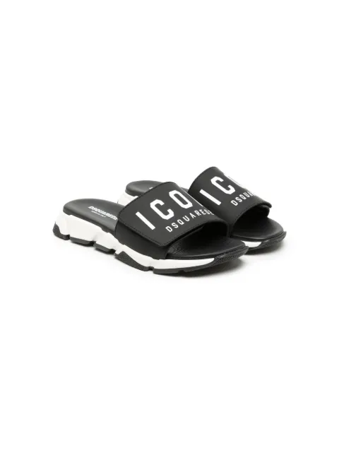 DSQUARED2 KIDS sandalias con cierre autoadherente y logo estampado