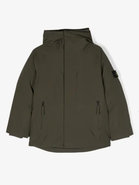 Stone Island Junior abrigo capitonado con motivo Compass