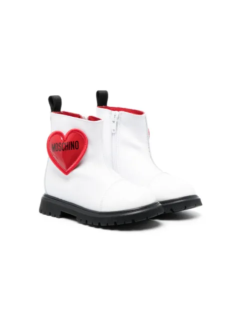 Moschino Kids logo-patch leather ankle boots