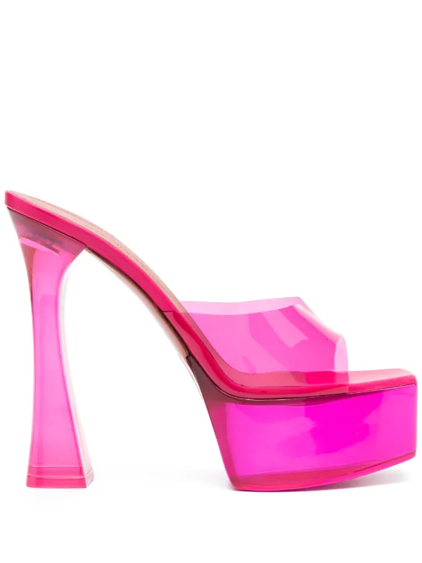 Amina Muaddi 140mm Dalida Glass Platform Sandals Pink FARFETCH PH