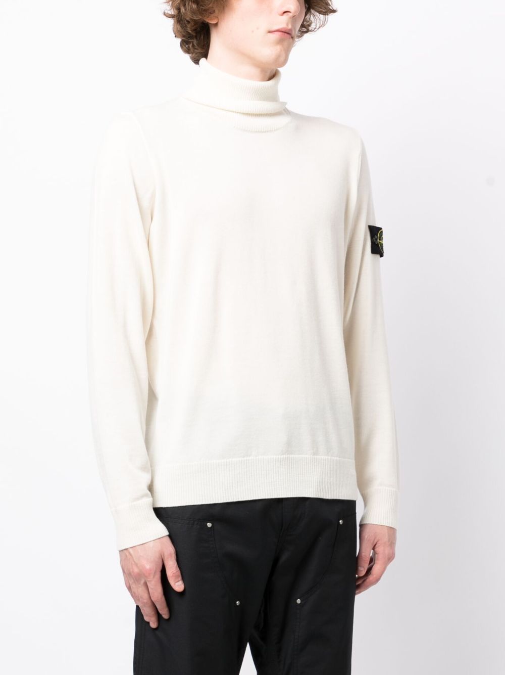 Shop Stone Island Compass-motif Roll-neck Jumper In Neutrals