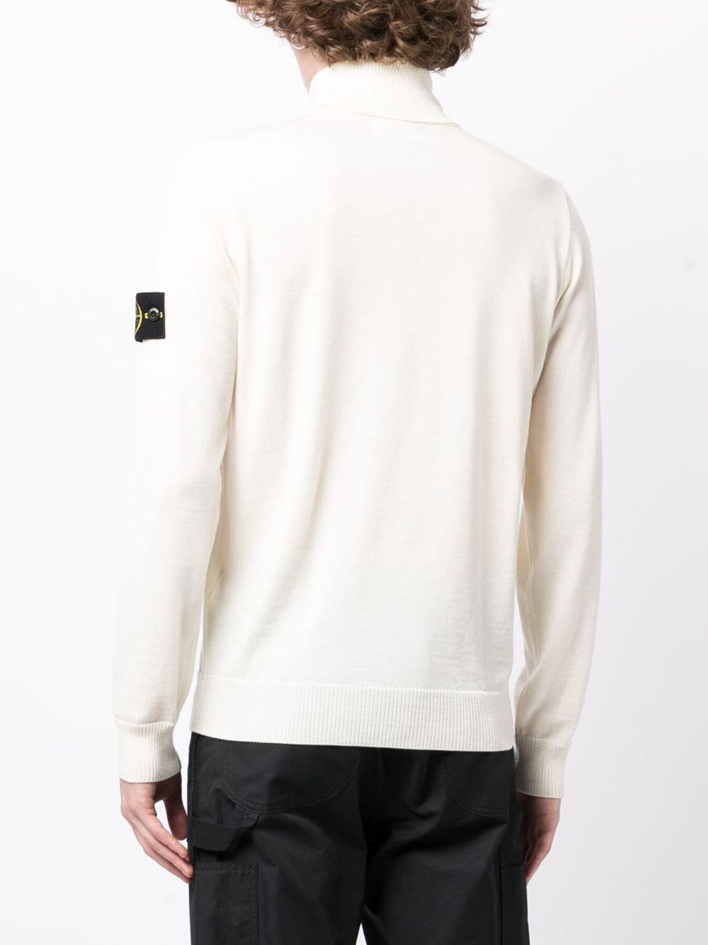 Shop Stone Island Compass-motif Roll-neck Jumper In Neutrals