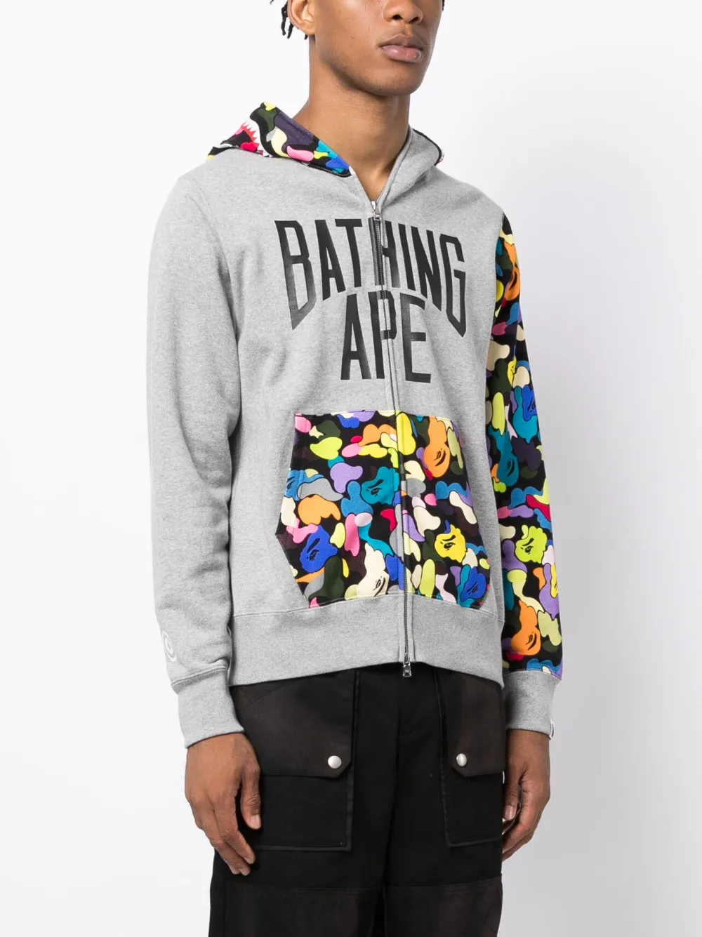 A BATHING APE® Shark-print zip-up Hoodie - Farfetch