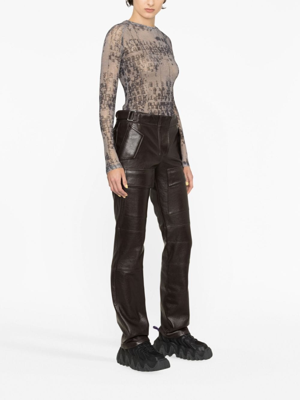 Shop Misbhv Low-rise Bootcut Trousers In Braun