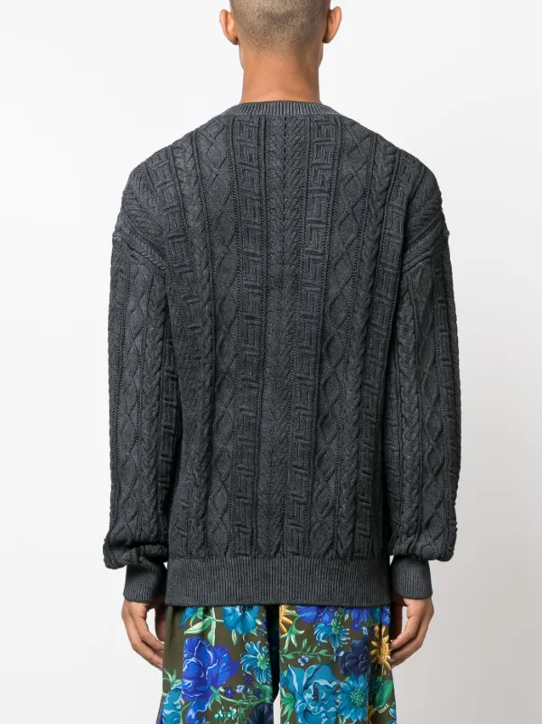 【美品】VERSACE ヴェルサーチ グレカ ケーブルニット セーター Versace グレカ ケーブルニット セーター | ブラック | FARFETCH JP