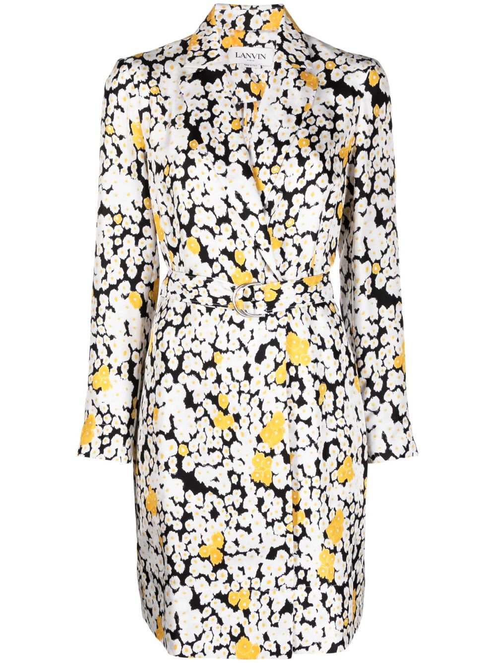 Lanvin Floral-print Belted Wrap Dress In White