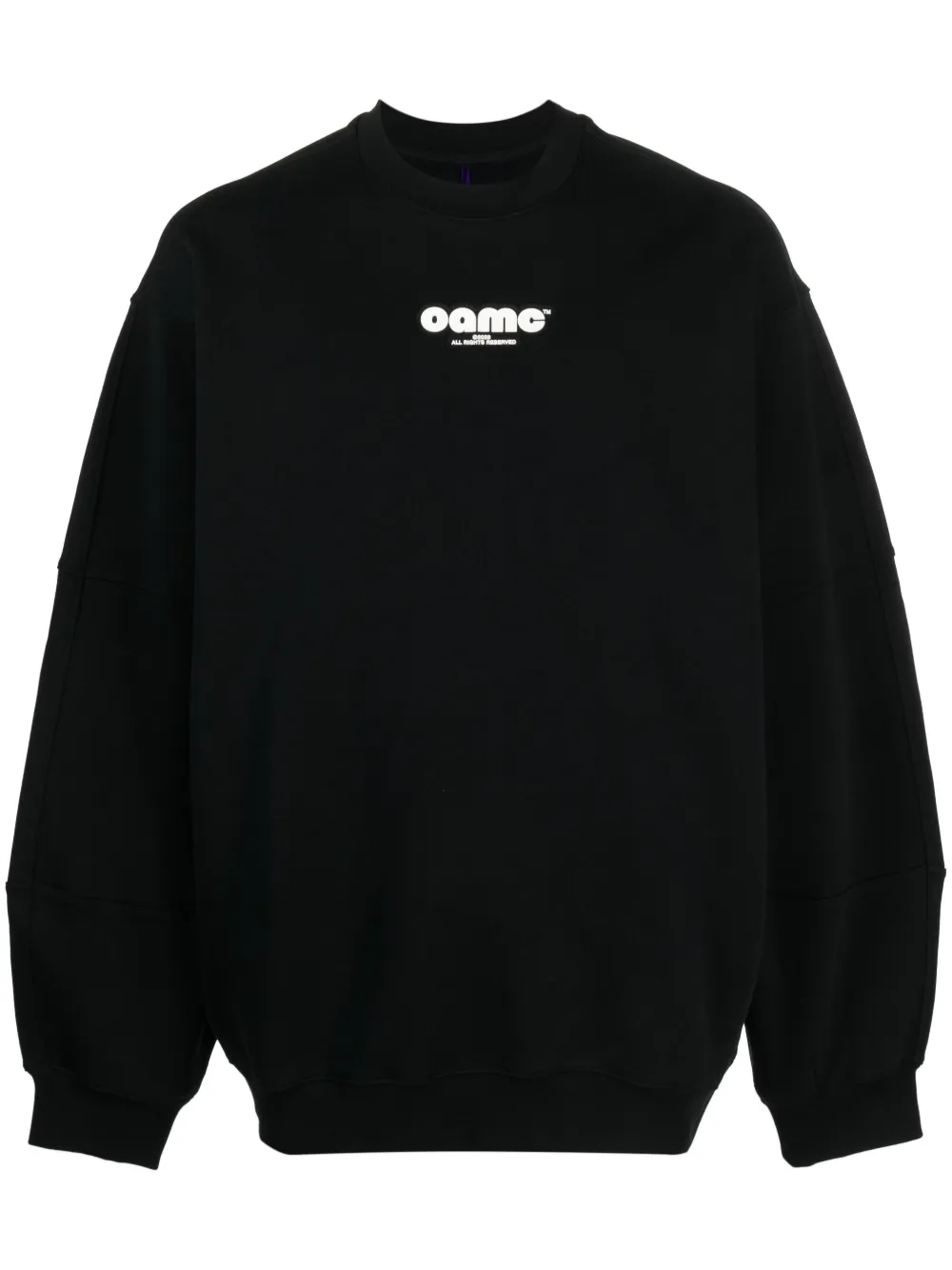 Oamc Logo-patch Cotton Sweatshirt In Black