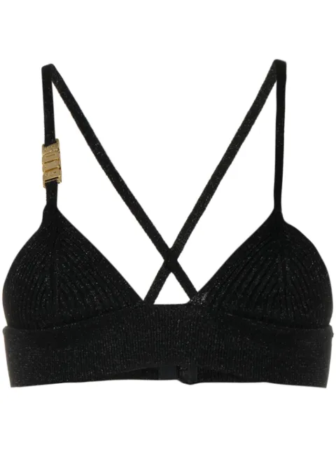 GCDS logo-plaque lurex cropped top