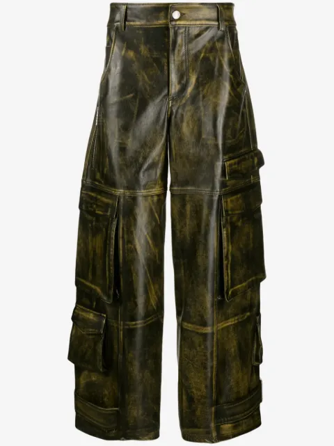 GCDS Rub-Off Ultracargo leather trousers