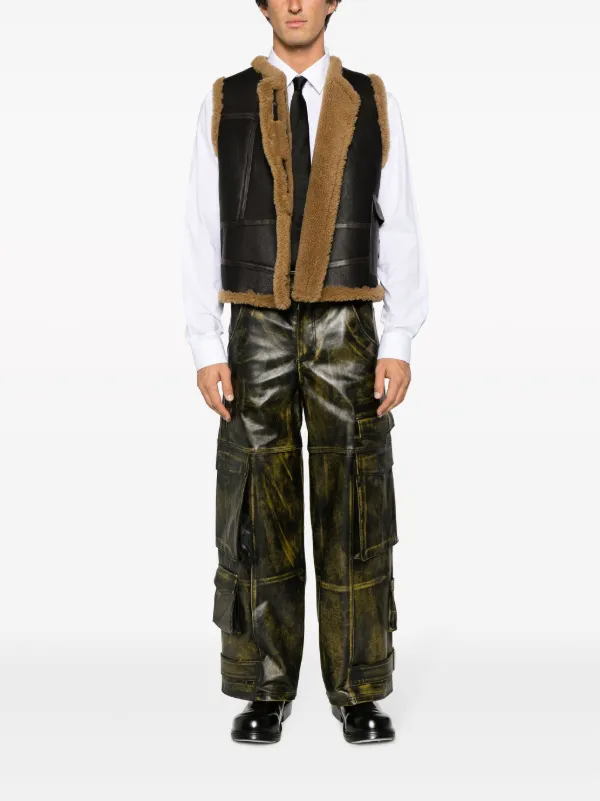 GCDS Rub-Off Ultracargo Leather Trousers | Black | FARFETCH RO