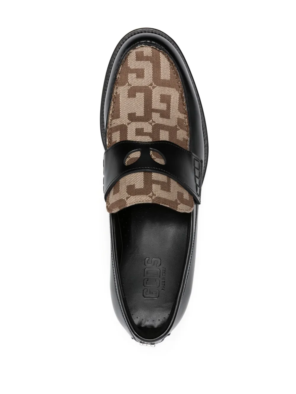 Gcds Wirdo Monogram-pattern Loafers In Black