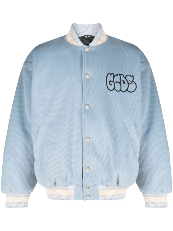 Logo Bomber Jacket in Blue - Off White