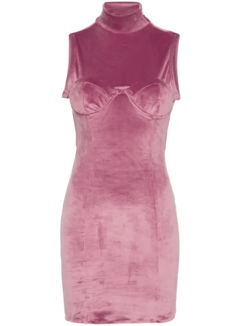 GCDS vestido corto de terciopelo con logo bordado