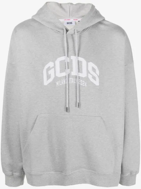 GCDS logo-patch jersey cotton hoodie