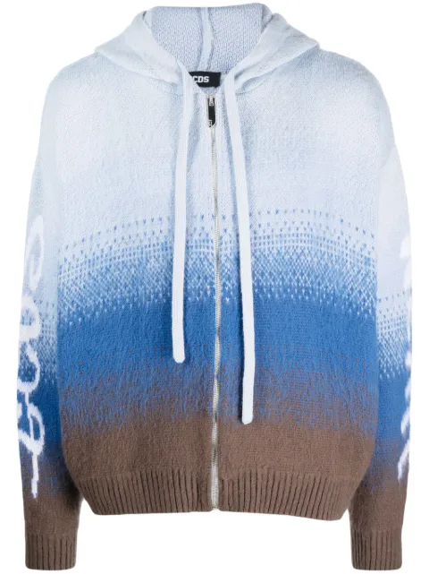 GCDS hoodie con cierre y motivo en jacquard