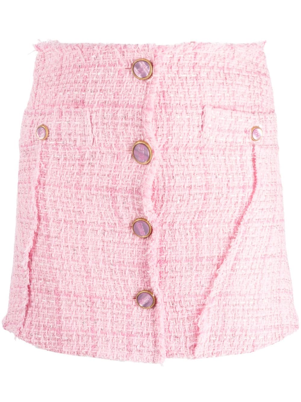 GCDS BUTTON-UP TWEED MINISKIRT