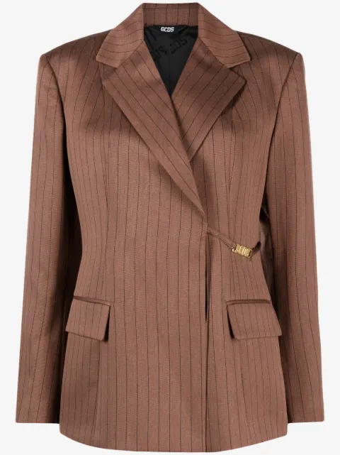 GCDS pinstripe-pattern notched-lapels blazer