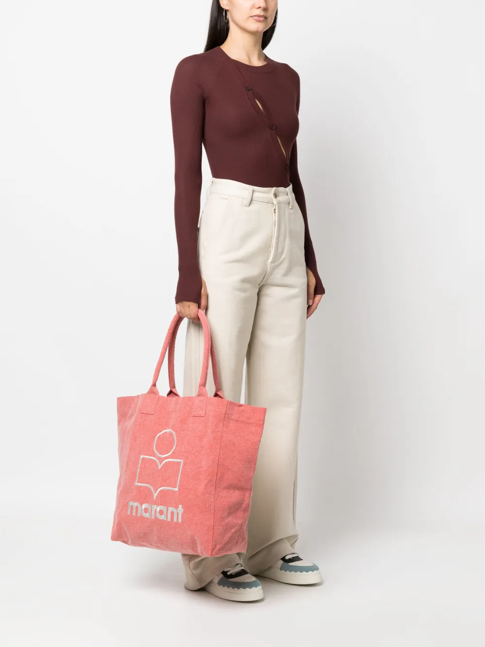 ISABEL MARANT Yenky logo-embroidered tote bag - Oranje